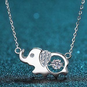 Certified 1/2 ct. t.w. Diamond Moissanite Elephant Necklace NEW